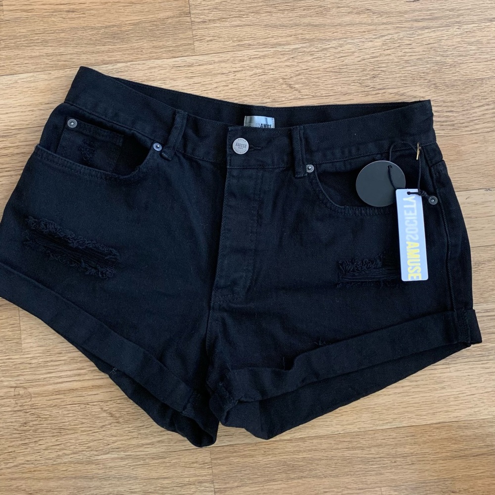 Amuse SocietyNWT Black Denim Hi-Rise Cuffed Shorts